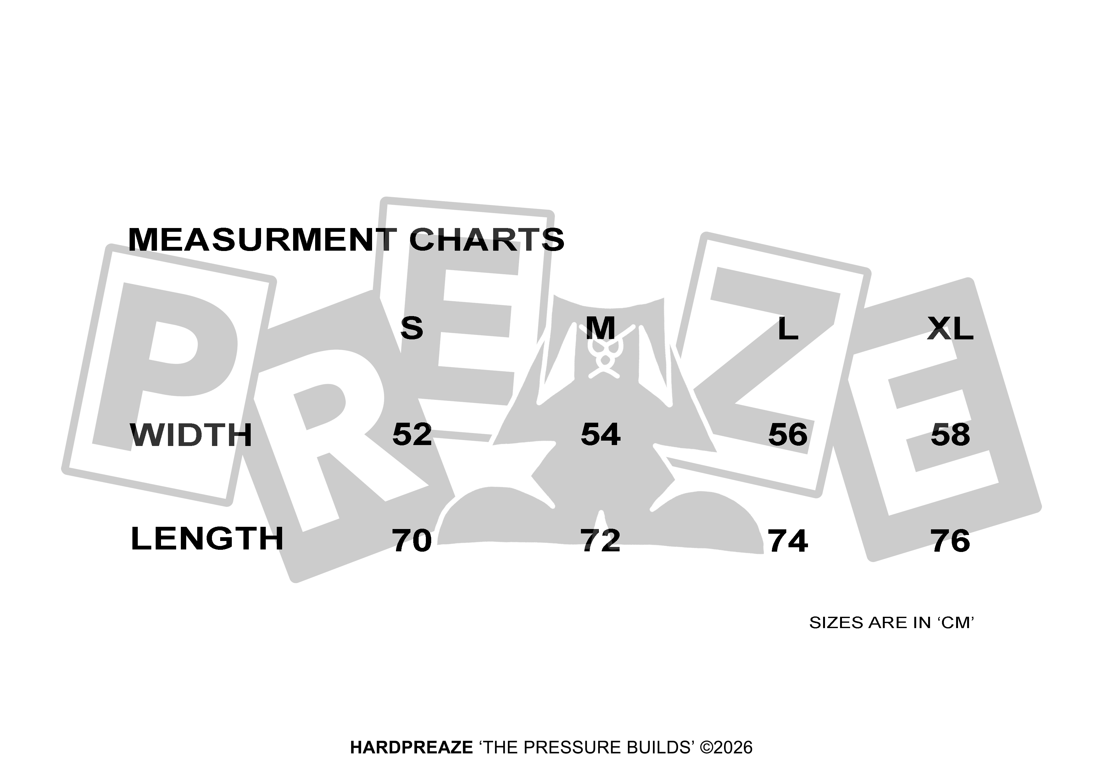 Size Chart Preaze Oval Logo - Navy Tee